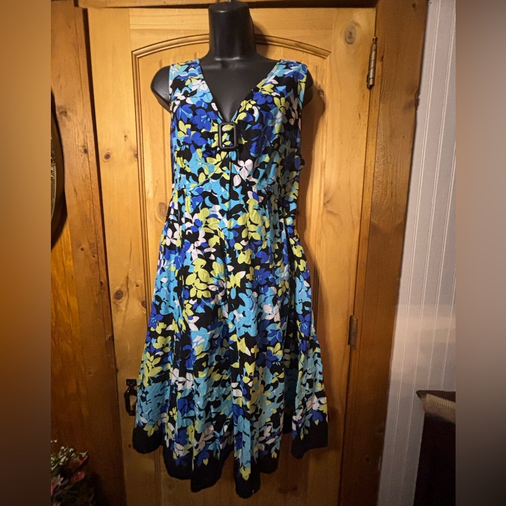 Notations Floral Maxi Dress - Blue and Black